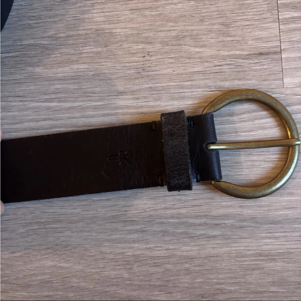 FRYE Black Leather Belt  Size Medium - Picture 3 of 5